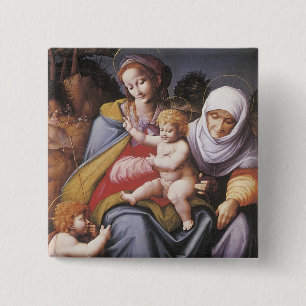 Badge Carré 5 Cm La Vierge et l'Enfant avec St Elizabeth
