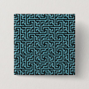 Badge Carré 5 Cm Labyrinthe bleu et noir