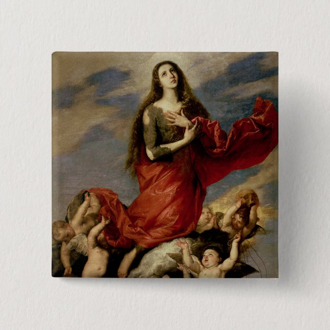 Badge Carré 5 Cm L'acceptation de Mary Magdalene, 1636 (Devant)