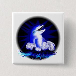 Badge Carré 5 Cm Lachender Delfin