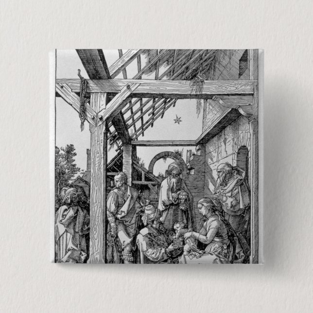 Badge Carré 5 Cm L'adoration des Magi, 1511 (Devant)