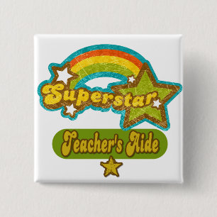 Badge Carré 5 Cm L'aide du professeur de superstar