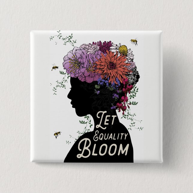 Badge Carré 5 Cm Laissez la fleur d'égalité - bouton (Devant)