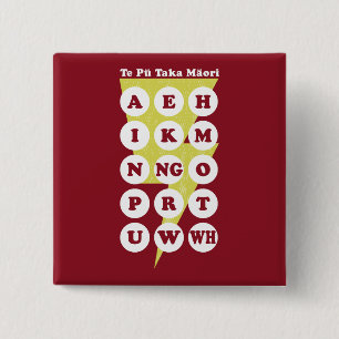 Badge Carré 5 Cm L'alphabet maori Pu Taka