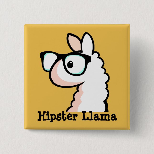 Badge Carré 5 Cm Lama de hippie (Devant)
