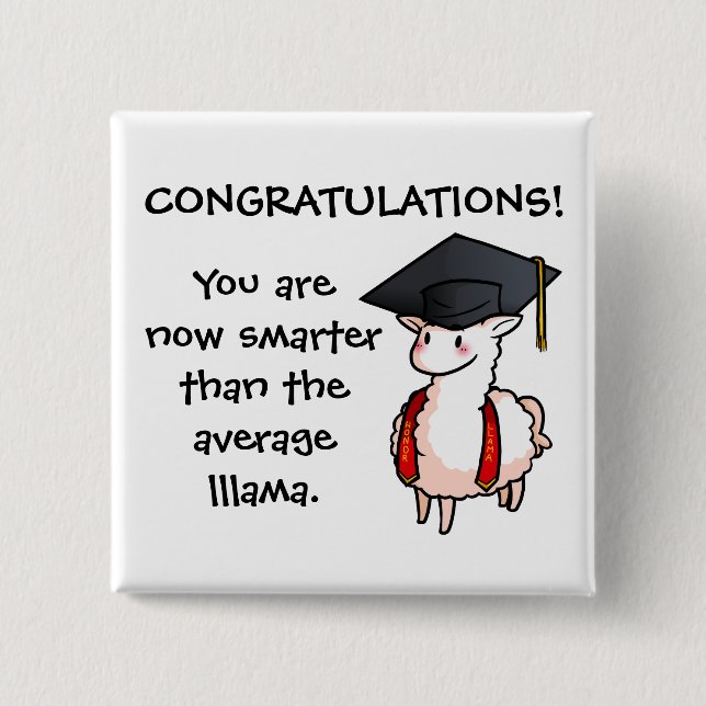 Badge Carré 5 Cm Lama d'obtention du diplôme (Devant)