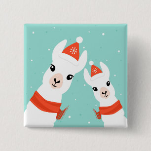 Badge Carré 5 Cm Lamas du père noël