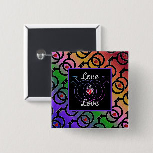 Badge Carré 5 Cm L'amour de mariage homosexuel est bouton