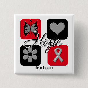 Badge Carré 5 Cm L'amour d'espoir d'asthme inspirent la conscience