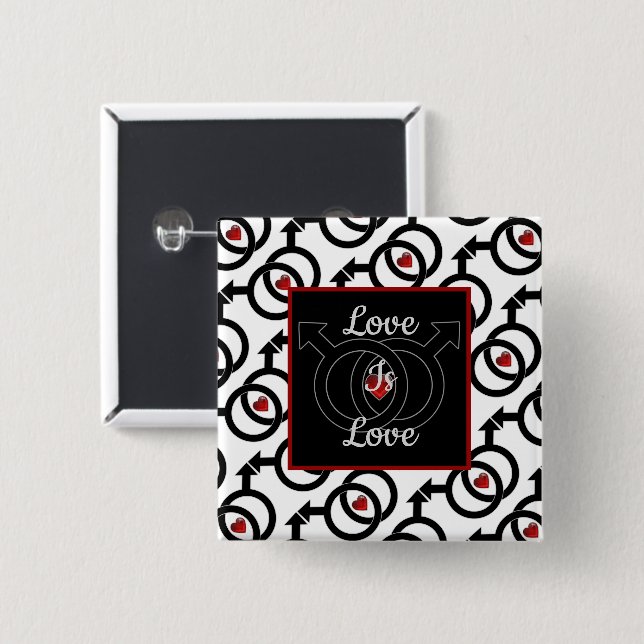 Badge Carré 5 Cm L'amour du mariage gay est amour Carré bouton (Devant & derrière)