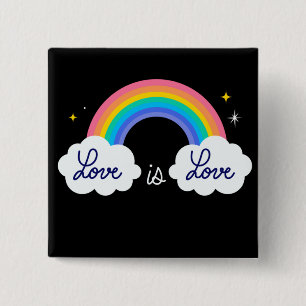 Badge Carré 5 Cm L'amour est l'amour. LGBT+pride. Bouton arc-en-cie