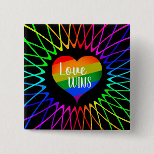 Badge Carré 5 Cm L'amour gagne
