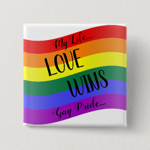 Badge Carré 5 Cm L'amour gagne Rainbow