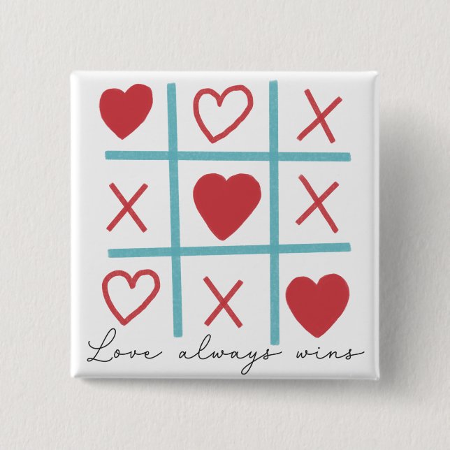 Badge Carré 5 Cm L'amour gagne toujours (Devant)
