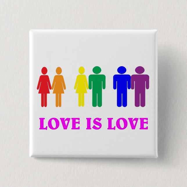 Badge Carré 5 Cm L'amour LGBTQ, c'est l'amour. (Devant)