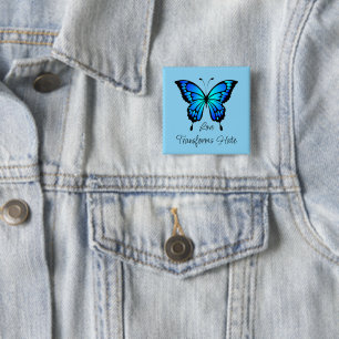 Badge Carré 5 Cm L'amour transforme le bouton papillon de haine