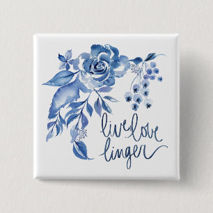 Badge Carré 5 Cm L'amour vivant s'attardent rose de bleu de  