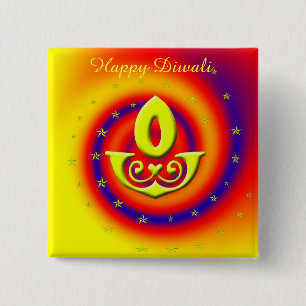 Badge Carré 5 Cm Lampe de Diwali