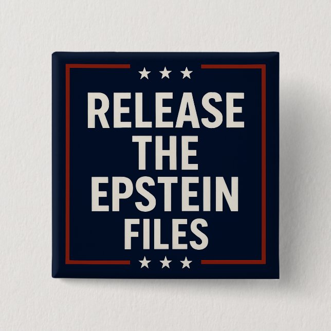 Badge Carré 5 Cm Lancer les fichiers Epstein (Devant)