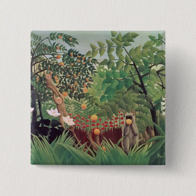 Badge Carré 5 Cm Landscape exotique, 1910 (Devant)