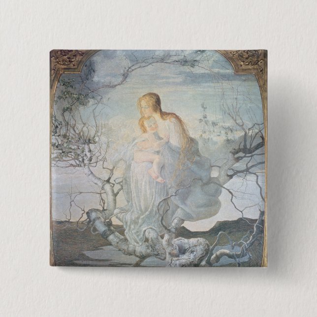 Badge Carré 5 Cm L'ange de la vie, 1894 (Devant)