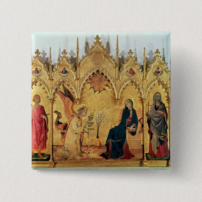 Badge Carré 5 Cm L'annonce avec St Margaret et St (Devant)