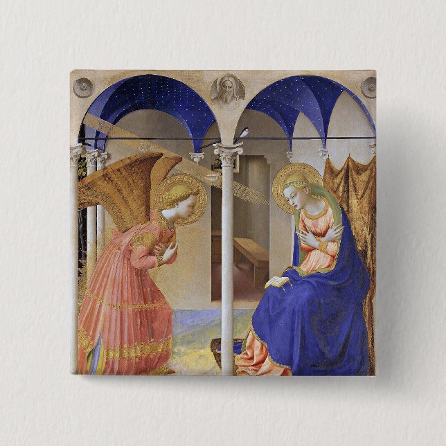 Badge Carré 5 Cm L'Annonciation de Fra Angelico (Devant)
