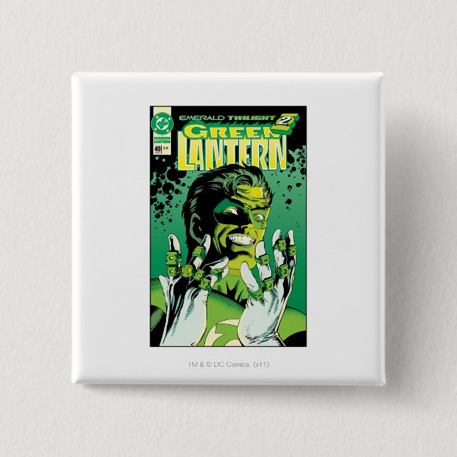 Badge Carré 5 Cm Lanterne verte - beaucoup d'anneaux (Devant)