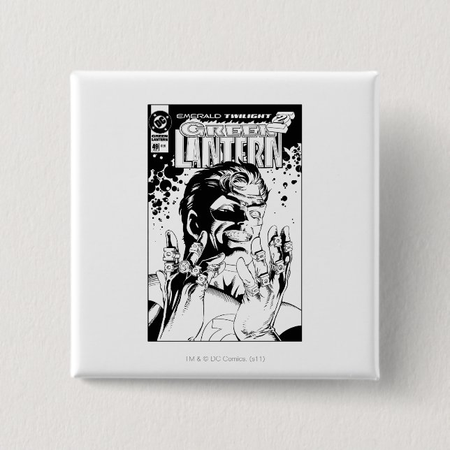 Badge Carré 5 Cm Lanterne verte - beaucoup d'anneaux, noirs et (Devant)