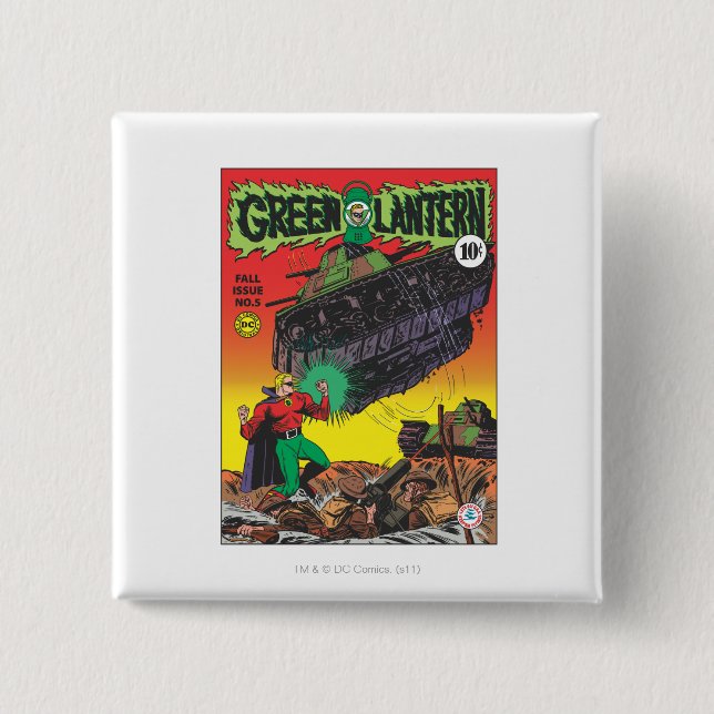 Badge Carré 5 Cm Lanterne verte dans les fossés (Devant)