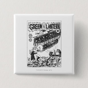 Badge Carré 5 Cm Lanterne verte dans les fossés, noirs et blancs