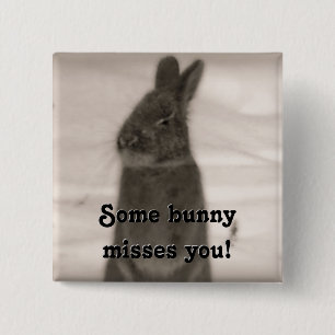 Badge Carré 5 Cm Lapin