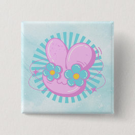 Badge Carré 5 Cm Lapin