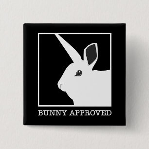 BADGE CARRÉ 5 CM LAPIN APPROUVÉ