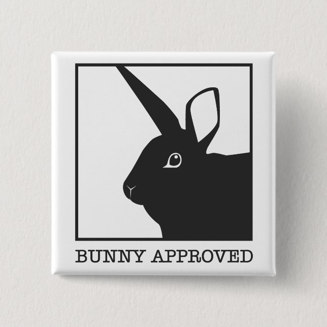 BADGE CARRÉ 5 CM LAPIN APPROUVÉ (Devant)