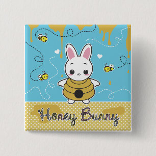 Badge Carré 5 Cm Lapin de miel