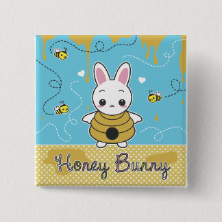 Badge Carré 5 Cm Lapin de miel