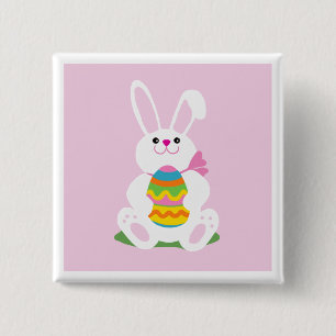 Badge Carré 5 Cm Lapin de Pâques