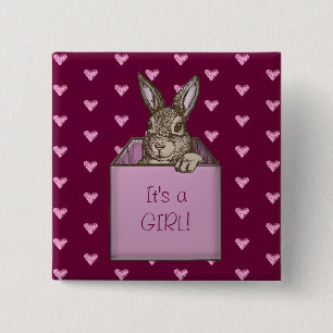 Badge Carré 5 Cm lapin faire-part