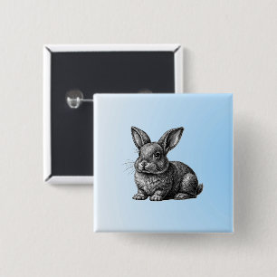 Badge Carré 5 Cm Lapin gris mignon sur un ciel bleu