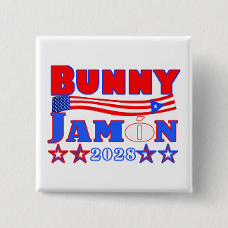 Badge Carré 5 Cm lapin jamon 2028 bouton