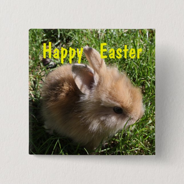 Badge Carré 5 Cm Lapin nain épine de Pâques (Devant)