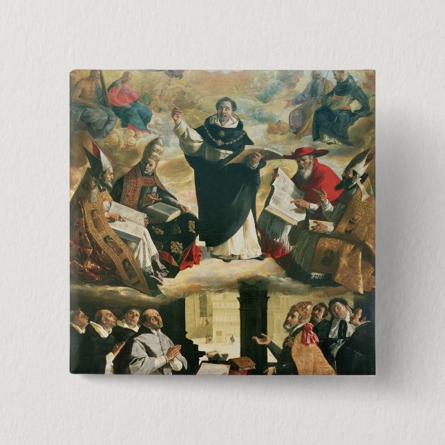 Badge Carré 5 Cm L'apothéose de St Thomas Aquinas, 1631 (Devant)