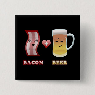 Badge Carré 5 Cm Lard + Bière dans l'amour (bkgd noir)