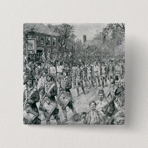 Badge Carré 5 Cm L'armée continentale marchant en bas du vieux