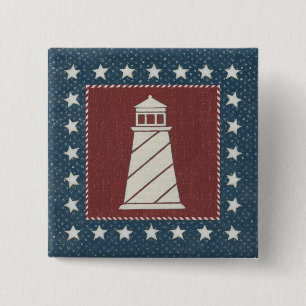 Badge Carré 5 Cm L'art côtier Phare en rouge