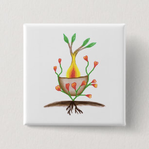 Badge Carré 5 Cm L'art Plante de l'enfant