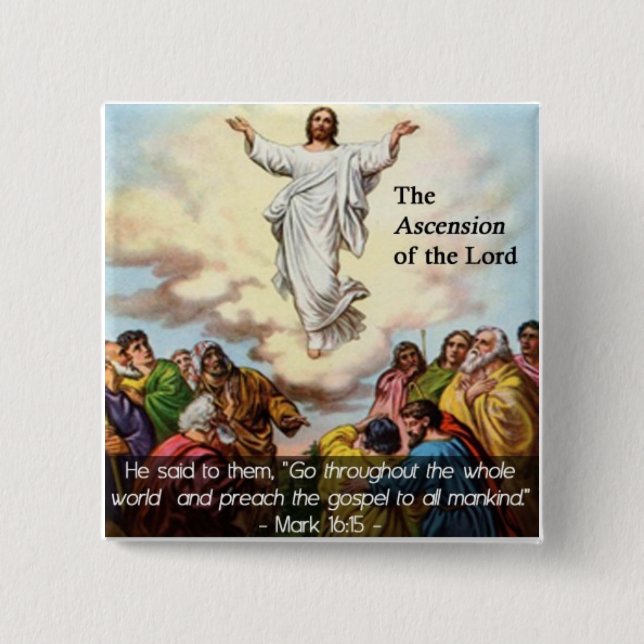 Badge Carré 5 Cm L'ascension de notre seigneur Button (Devant)