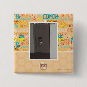 Badge Carré 5 Cm Laser Kitty