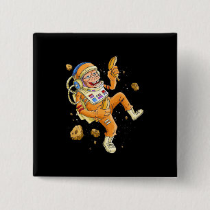 Badge Carré 5 Cm L'astronaute Monkey Space